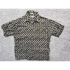 VTG Pierre Cardin Shirt Mens X Large Brown  Short Sleeve Button Up
